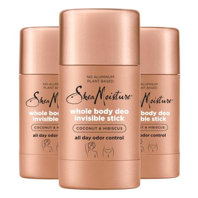 SheaMoisture Invisible Deo Stick Coconut &amp; Hibiscus 3count Whole Body Plant Based, No Aluminum 2.6 oz