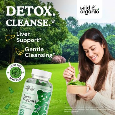 Wild &amp; Organic Liver Support Gummies - Milk Thistle, Dandelion Root Extract for Liver Cleanse Detox - 60 Silymarin Milk Thistle Gummies - Vegan, Non-GMO Herbal Supplement
