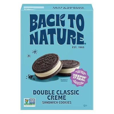 Back to Nature - Double Classic Creme Sandwich Cookies - Enjoy Our Plant Based Cookies Made with Wheat Flour - Vegan &amp; Non-GMO - Seriously Tasty Snacking - 8.25 Ounce