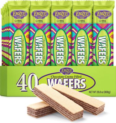Emzee Wafers 40 Pack Individually Wrapped Dairy Free Wafers Filled with Delicious Chocolate Cream Kosher Lunch Box Friendly