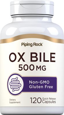 Piping Rock Ox Bile Supplement 500mg 120 Capsules Digestive Enzyme Non-GMO, Gluten Free