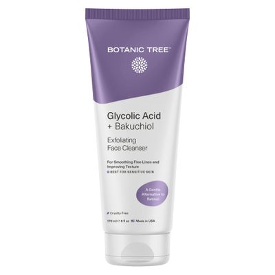 Botanic Tree Bakuchiol &amp; Glycolic Acid Exfoliating Face Wash for Sensitive Skin - Gently Exfoliate with natural retinol-like bakuchiol &amp; glycolic acid for fresh glowing skin