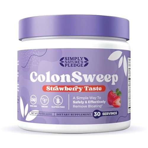 ColonSweep - Strawberry Flavored Probiotic Psyllium Husk Powder Colon Cleanser,7.8 oz. Gluten Free Fiber Supplement Support for Gut Health - Safe Colon Cleanse for Bloating Relief &amp; Detox- 30 Servings