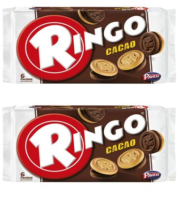 Pavesi: Ringo Cacao Biscuits 6 portions with 6 biscuits - 11.6 Oz 330g Pack of 2