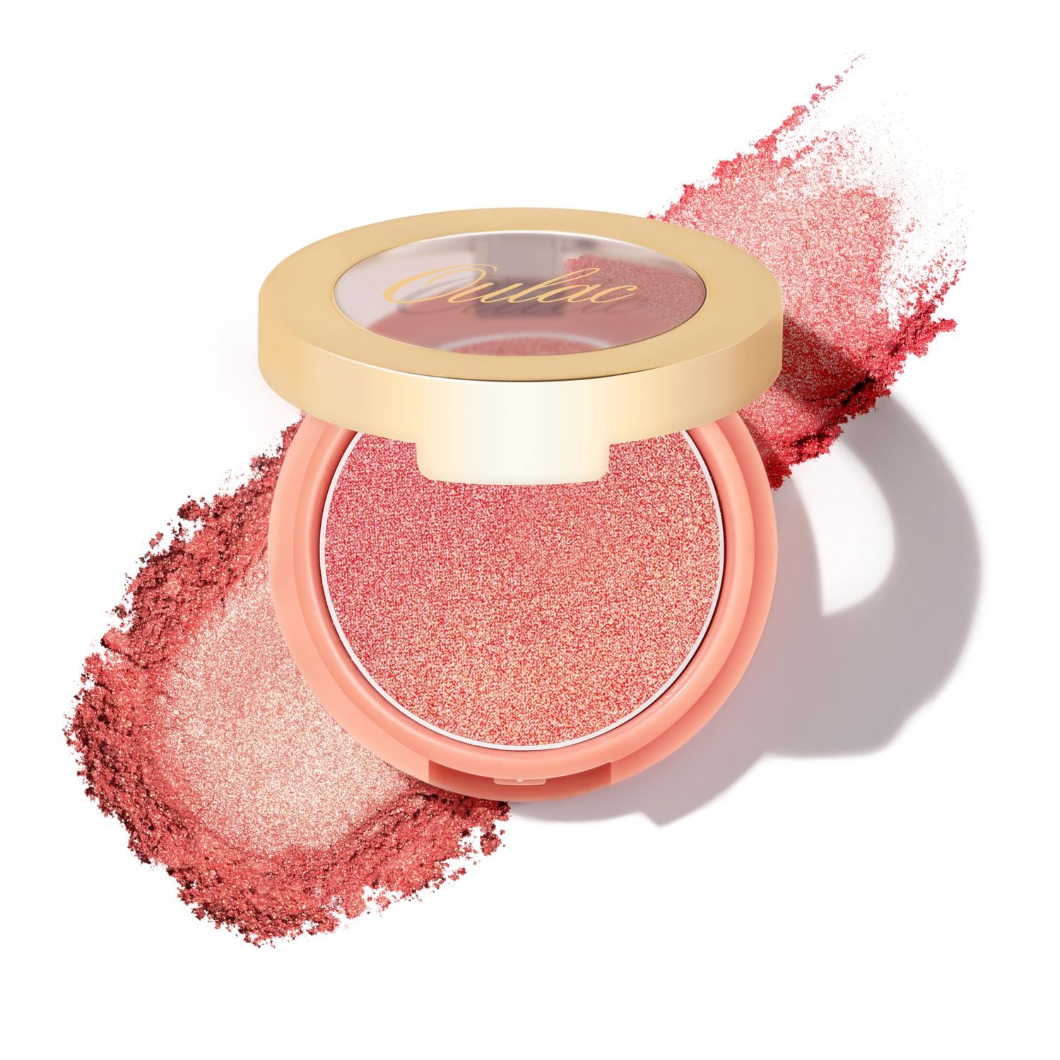 Oulac Luminous Blush Makeup Glow Coral GoldSubtle Shimmery Creamy Powdery Blush Highlighter Cheek Pigmented&amp;Blendable Light to Medium Skin Tone Vegan &amp; Cruelty-Free 4.8g F03 Sweet Date