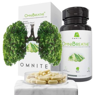 Omnite OMNIBREATHE Respiratory Wellness Supplement Capsules Ideal for Father Day Gifts, Support Quit Smoking, Lungs Detox for Smokers, Mullein Leaf Extract for Lungs Clear Mucus,60 Veg Capsules