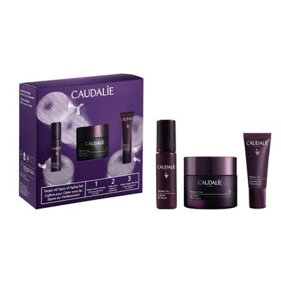 Caudalie Premier Cru Target All Signs of Aging Skin Care Set with Full-Size Premier Cru Anti-Aging Cream Moisturizer 2 Free Travel-Size Products 190 Value