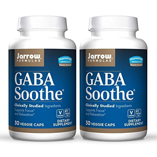 Jarrow Formulas GABA Soothe 30 Vegetarian Capsules. Pack of 2 bottles