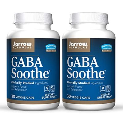 Jarrow Formulas GABA Soothe 30 Vegetarian Capsules. Pack of 2 bottles