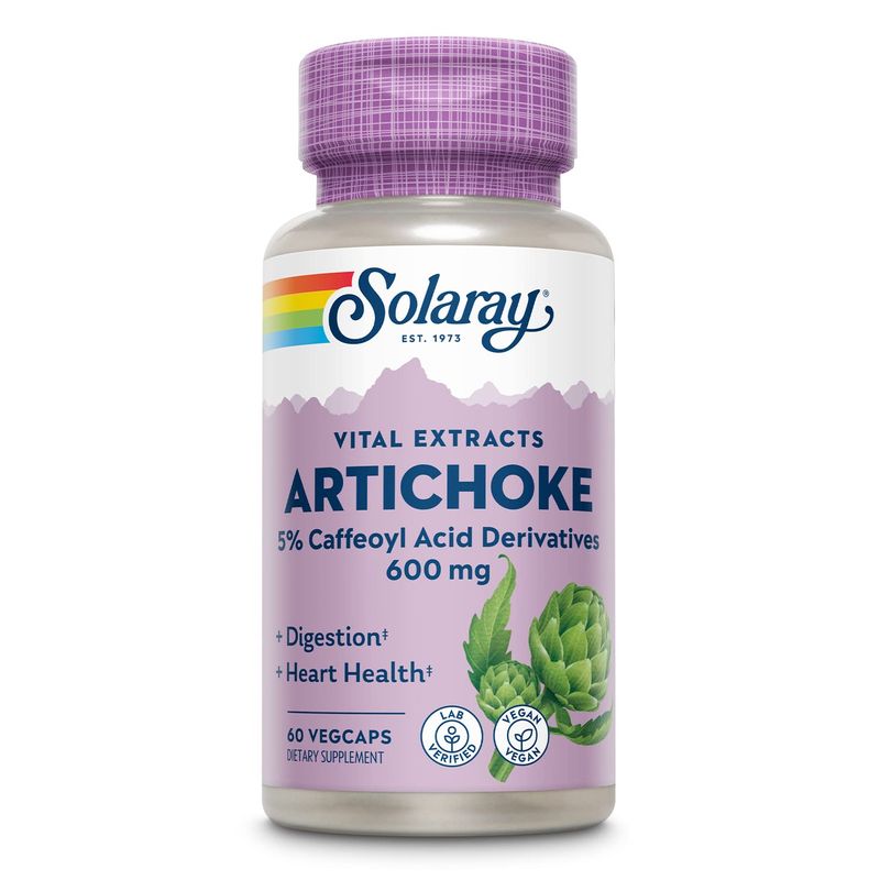 SOLARAY Artichoke Leaf Extract 600mg Guaranteed Potency Healthy Liver, Gall Bladder &amp; Digestive Function Support Lab Verified 60 VegCaps