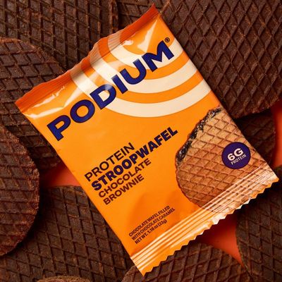 PODIUM Protein Stroopwafel, Chocolate Brownie, Pre &amp; Post Workout Snack, Box of 8 Wafels