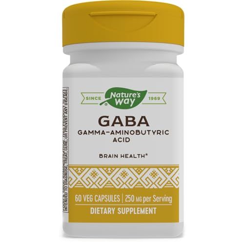 Nature&#39;s Way GABA Gamma-Aminobutyric Acid, Supports Brain Health, 60 Capsules