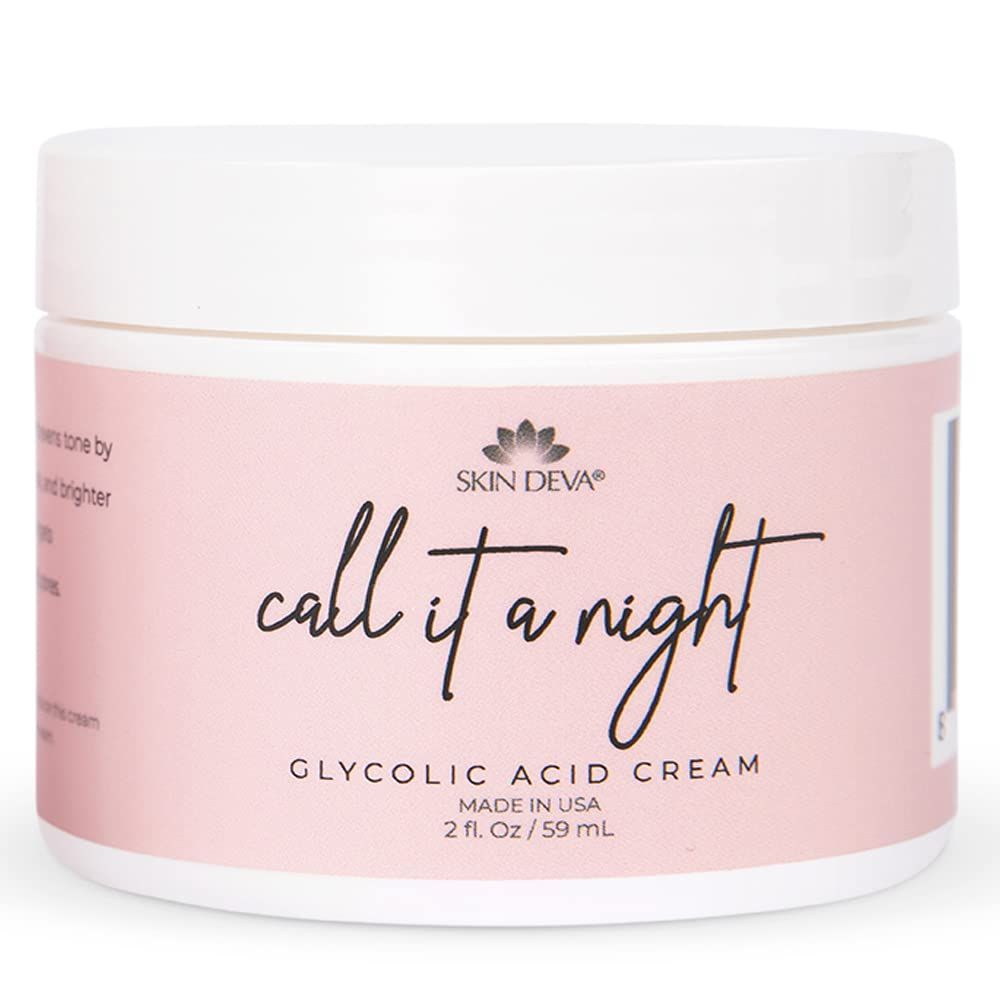 Skin Deva Glycolic Acid Cream Exfoliates Skin During Sleep - Brightens, Corrects Dark Spots &amp; Shadows, Evens Skin Tone, Reduces Pores. Natural Glycolic, Kojic, Salicylic Acid, Niacinamide, Retinol,...