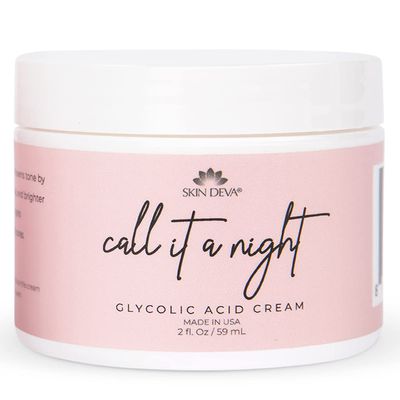 Skin Deva Glycolic Acid Cream Exfoliates Skin During Sleep - Brightens, Corrects Dark Spots &amp; Shadows, Evens Skin Tone, Reduces Pores. Natural Glycolic, Kojic, Salicylic Acid, Niacinamide, Retinol,...