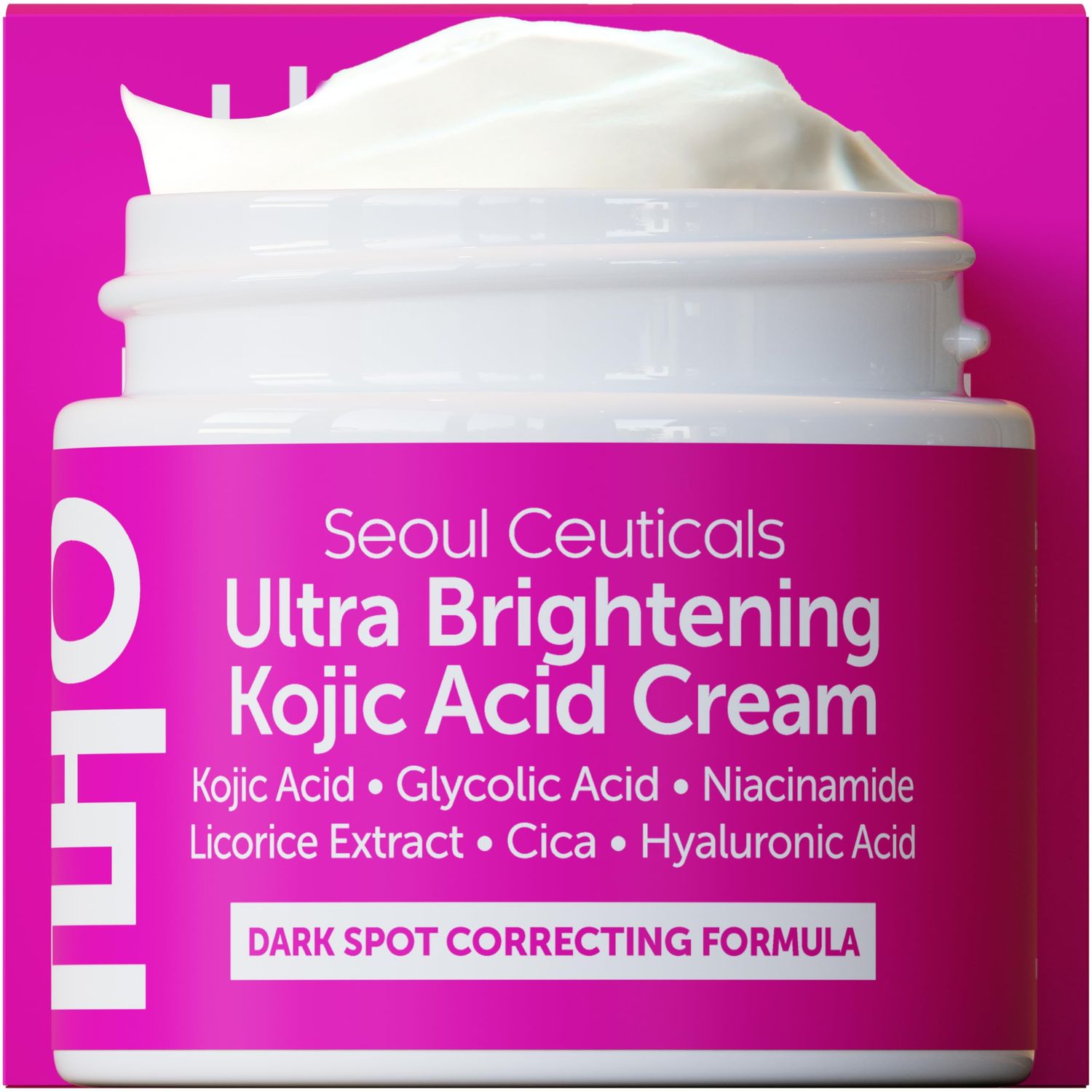SeoulCeuticals Korean Kojic Acid Cream Dark Spot Remover Glycolic Acid Niacinamide Cica HA Moisturizer - Cruelty Free K Beauty Skincare 2oz