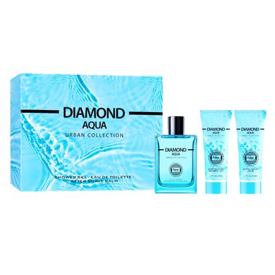 Hybrid &amp; Company Diamond Aqua 3Pcs Gift Set For Men 100ml-Perfume&amp;80ml-After Shave Balm &amp;80ml-Shower Gel