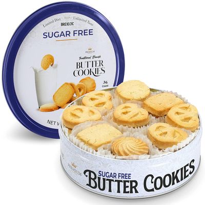 Sugar Free Butter Cookies 36 Count Traditional Danish Cookies, Premium Assorted Shortbread cookies for Diabetics 1 Pk, 11 Ounce