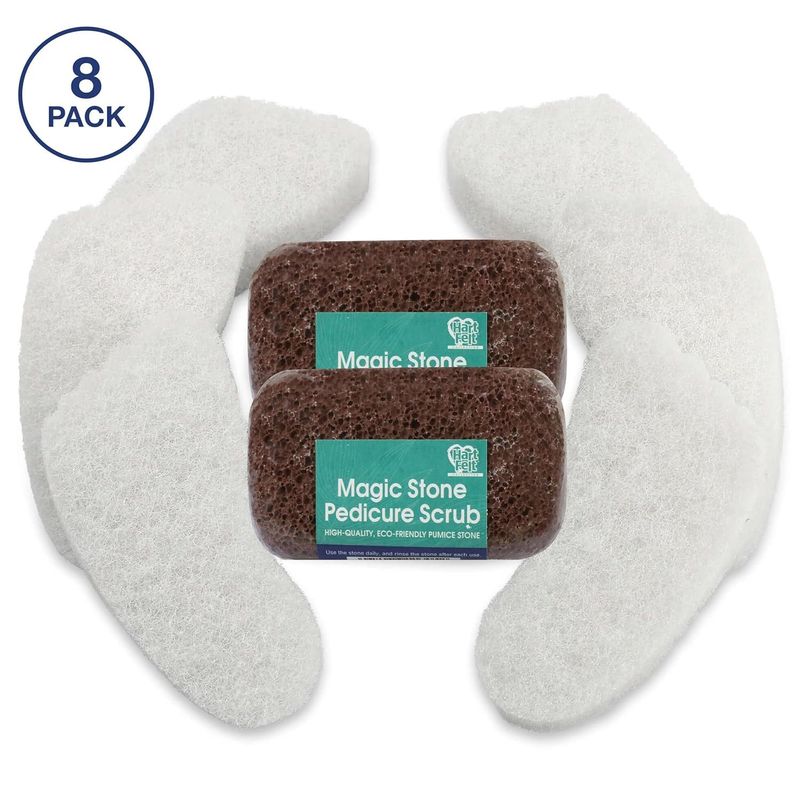 HartFelt Pedicure Exfoliation Beauty Box with 6 Exfoliating Foot Scrubber Bath Sponges &amp; 2 Magic Pumice Stone for Feet Callus Remover Gentle Sponge Pad &amp; Foot Scrubbing Stone for Deep Cleansing