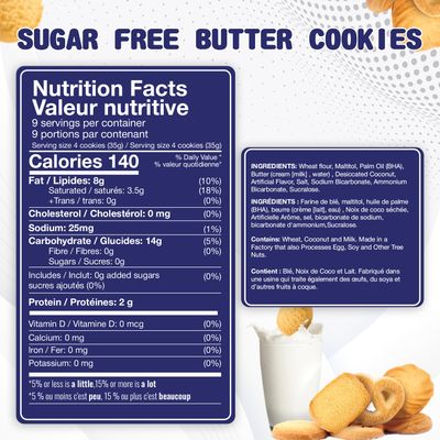 Sugar Free Butter Cookies 36 Count Traditional Danish Cookies, Premium Assorted Shortbread cookies for Diabetics 1 Pk, 11 Ounce