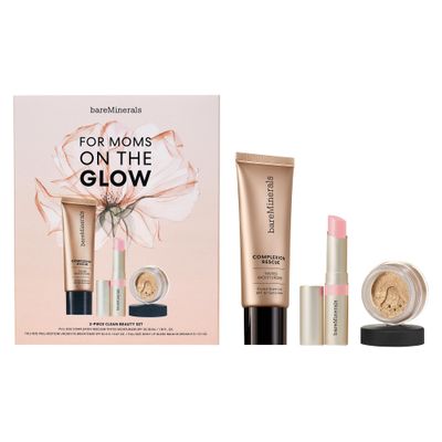 bareMinerals 3-Piece Clean Beauty Gift Set, Includes 3 Full-Sizes, Tinted Moisturizer Mineral SPF 30 Hyaluronic Acid, Under-Eye Brightener Concealer, Dewy Lip Gloss-Balm Set, Makeup Trio, Vegan