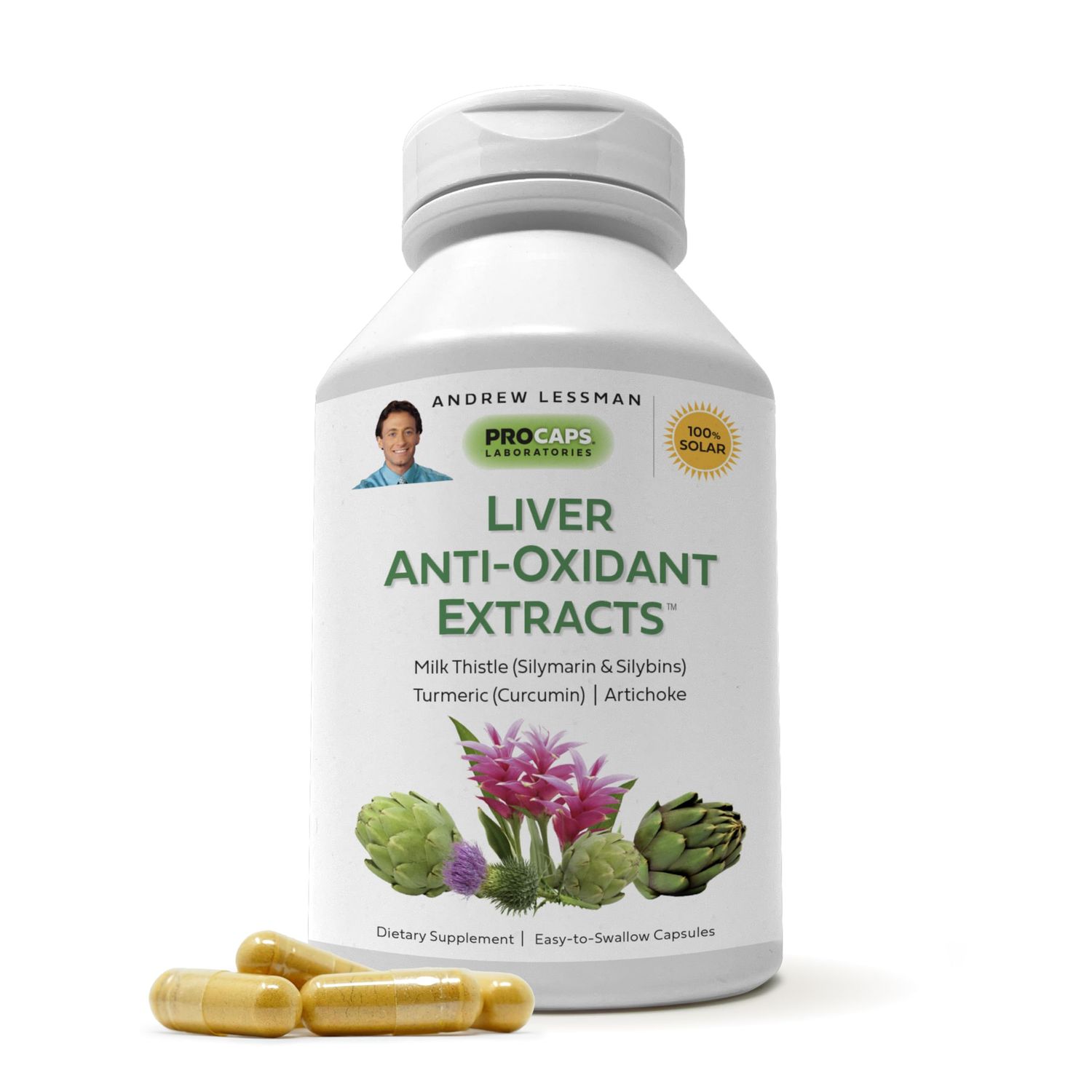 ANDREW LESSMAN Liver Anti-Oxidant Extracts 30 Capsules - Supports The Hard-Working Tissues of The Liver, Promotes Optimum Liver Health and Function. Milk Thistle, Turmeric and Artichoke Extracts