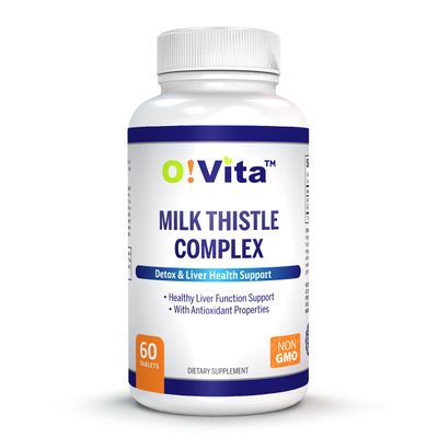 O!VITA Milk Thistle Complex, Extra Strength 450mg, Supports Healthy Liver Function, up to 2-Month Supply 60 Non-GMO, Vegan Tablets