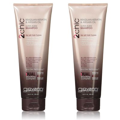 Giovanni 2chic Brazilian Keratin and Argan Oil Ultra-Sleek Shampoo, Value Pack -- Two 8.5 Ounce Bottles 17.0 Fluid Ounces Total Value Pack