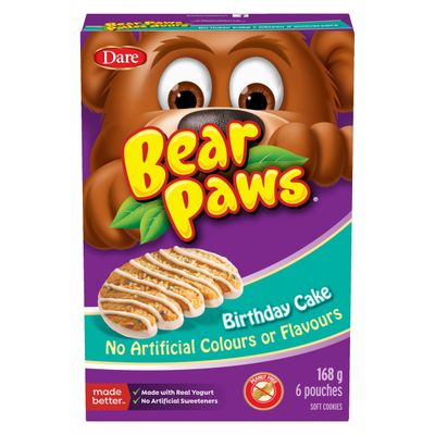Dare Bear Paws Birthday Cake Soft Cookies 168g - Peanut Free - Imported from Canada