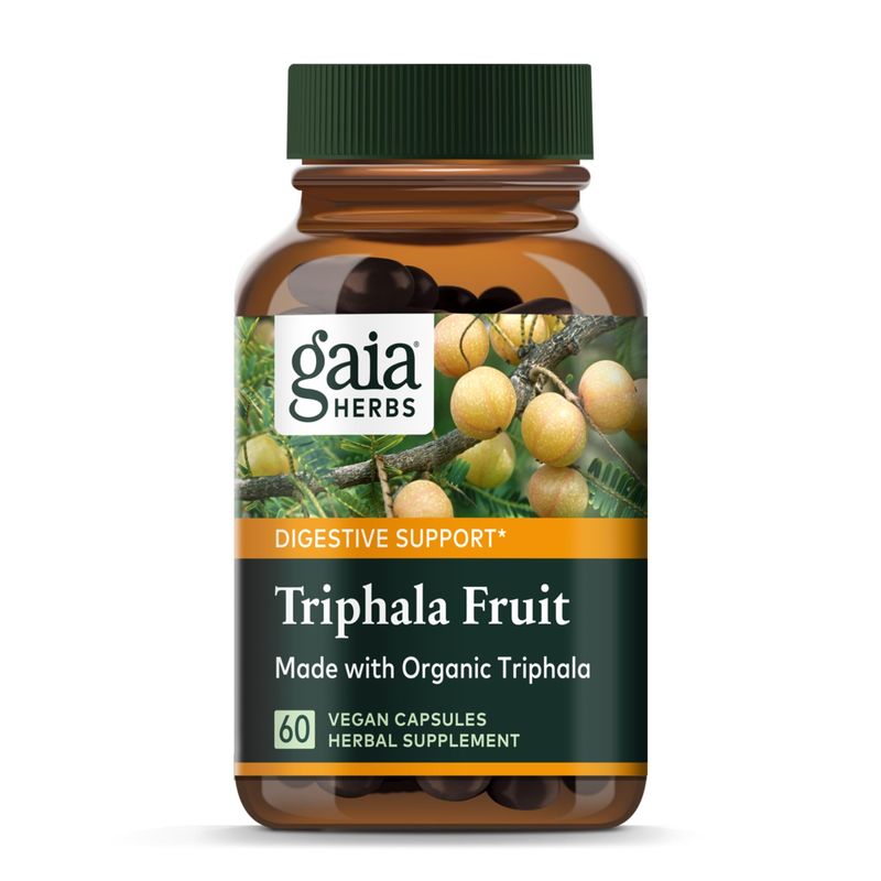Gaia Herbs Triphala Fruit - Supports Digestive Health - Gently Cleanses Your System - with Amla Fruit, Belleric Myrobalan, and Chebulic Myrobalan - 60 Vegan Capsules 30-Day Supply