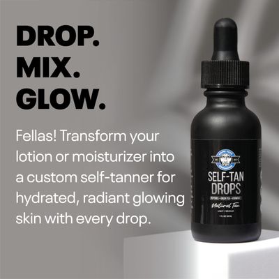 Game Face Grooming Self Tanner - Self Tanning Drops For Men Color Correcting Self Tan Drops for Gradual &amp; Natural Glow For Face &amp; Body Water Based, Vegan and Cruelty Free Made In The USA
