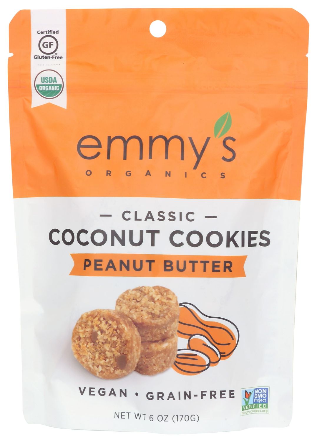EMMYS Organic Peanut Butter Coconut Cookie, 6 OZ