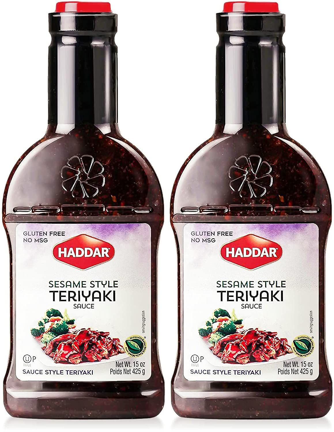 Haddar Sesame Style Sweet Teriyaki Sauce Marinade, 15oz 2 Pack No High Fructose Corn Syrup, Low Sodium, No MSG, Gluten Free, Soy Free Great for Marinades &amp; Dipping Kosher Including Passover