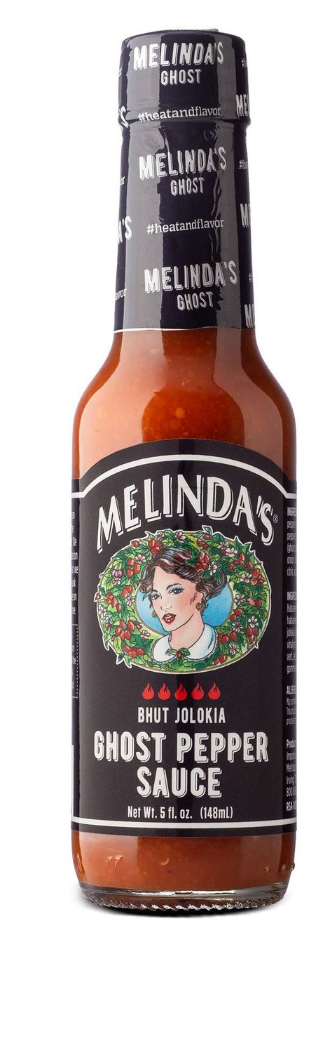 Melindas Ghost Pepper Hot Sauce - Gourmet Extra Spicy Hot Sauce - Made with Fresh Ingredients, Ghost Peppers Bhut Jolokia, Habanero Pepper, Carrot, Garlic, Lime Juice - 5oz, 1 Pack