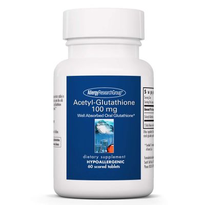 Allergy Research Group Acetyl-Glutathione - S-Acetyl-L-Glutathione, Well Absorbed, Oral Glutathione, Immune Support, 100 mg Supplement, Hypoallergenic, Scored Tablets - 60 Count