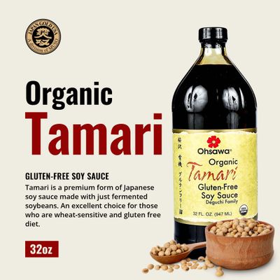 Ohsawa - Wheat-Free Tamari Soy Sauce - Traditionally Brewed, Gluten-Free, Non-GMO, Ideal for Cooking, Marinades, Stir-Fries - 32 Fl Oz