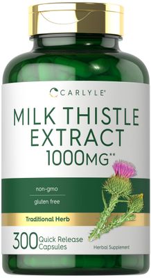Carlyle Milk Thistle 1000mg 300 Capsules Non-GMO, Gluten Free Extract