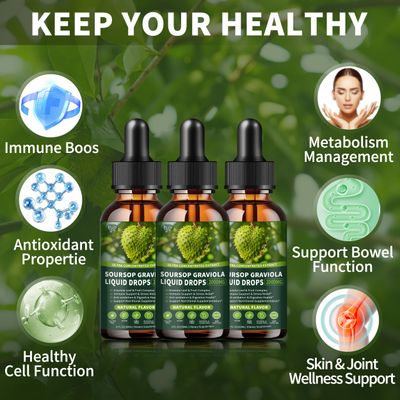 3 Pack Soursop Graviola Liquid Drops 2000mg, 98 Absorption for Cell Support & Regeneration, Immune Boost, Liver, Herbal Goodness, Soursop Bitters Liquid-SugarGluten Free, Natural Flavor, 6 Fl Oz