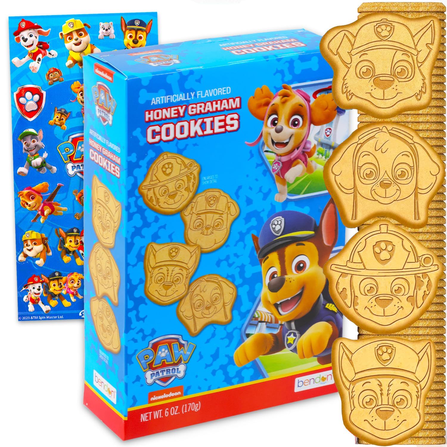 Paw Patrol Honey Graham Cookies Snack Box 6oz - Pantry Birthday Party Favors Cookie Pack Bundle with Paw Patrol Cookie Sweet Treats and Stickers Kids Snacks for School Lunch