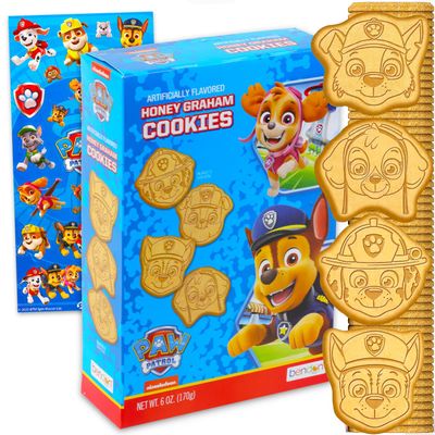 Paw Patrol Honey Graham Cookies Snack Box 6oz - Pantry Birthday Party Favors Cookie Pack Bundle with Paw Patrol Cookie Sweet Treats and Stickers Kids Snacks for School Lunch
