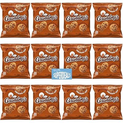 Grandma&#39;s Cookies, Chocolate Chip, Pack of 12 Bundled by SUPERDEALS, 2.0 Oz Bag, with Mystery Gift