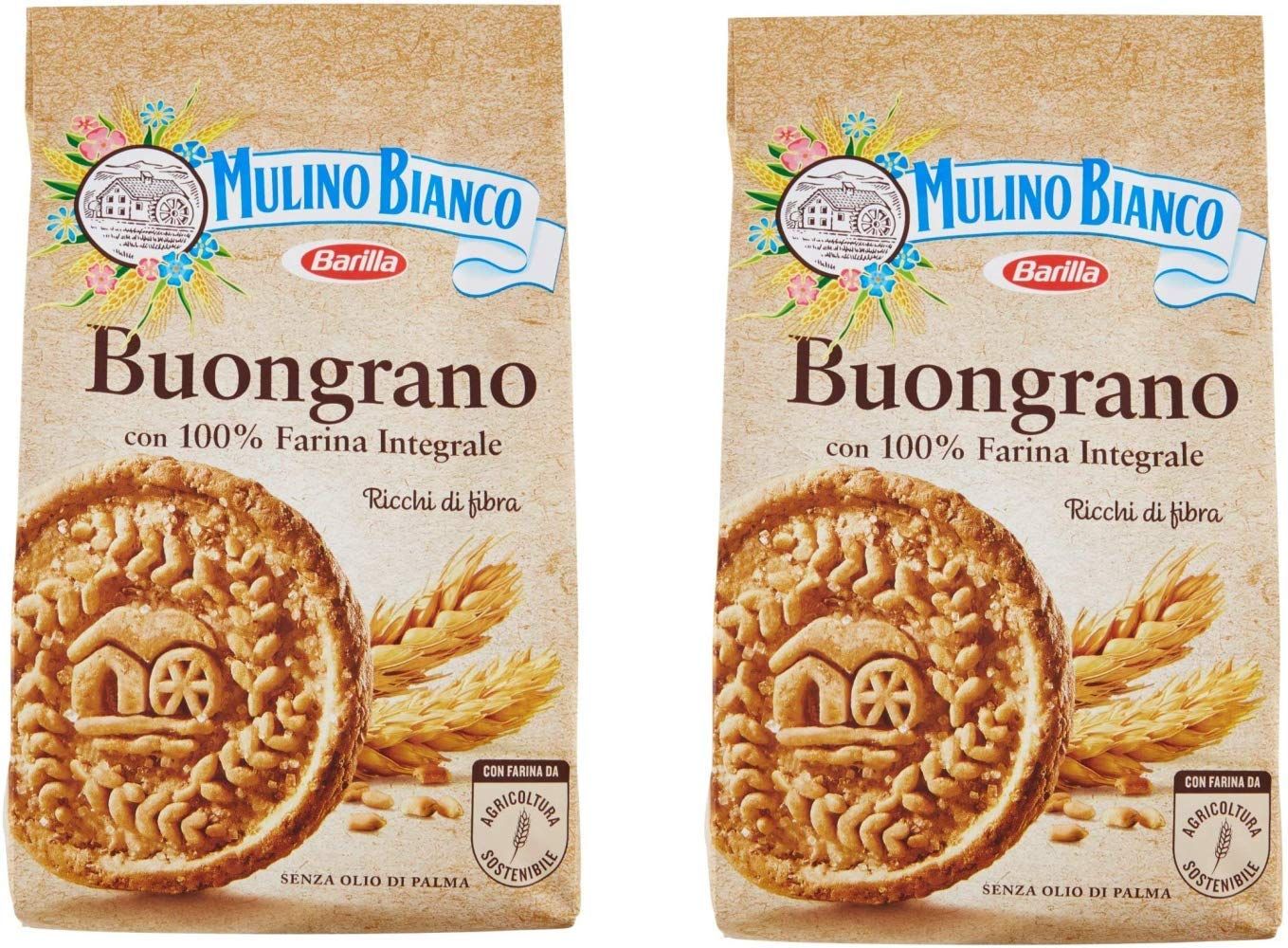 Mulino Bianco: Buongrano whole wheat shortbread - 12.34 Oz 350g Pack of 2 Italian Import