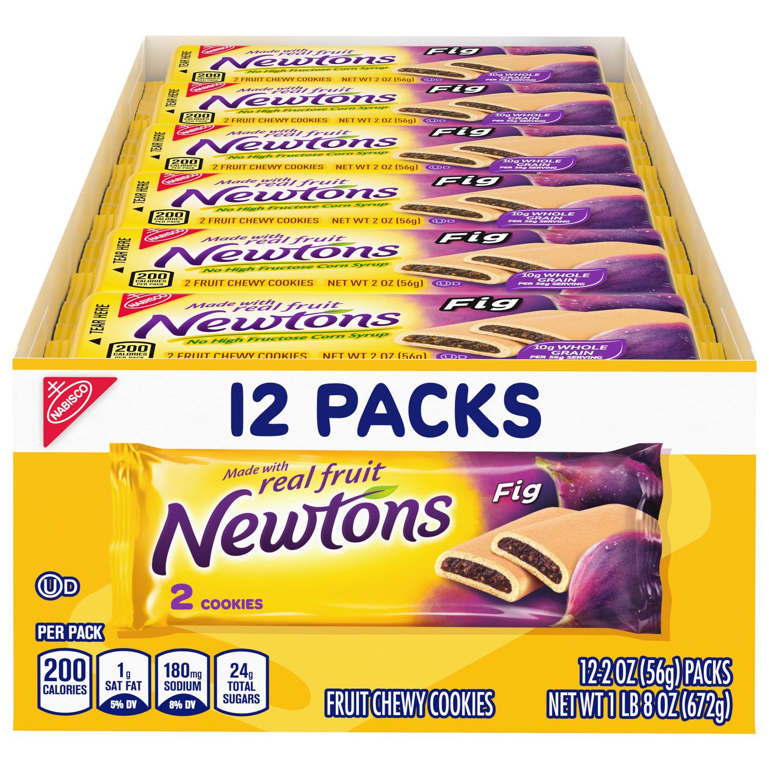 Newtons Soft &amp; Fruit Chewy Cookies, 2 Cookies Per Pack Fig, 24 Oz Pack of 12