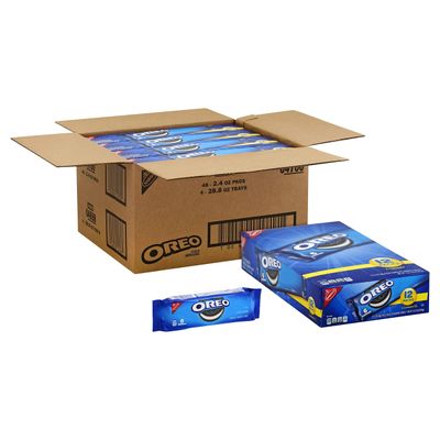 Oreo Chocolate Single Serve Sandwich Cookies, 2.4 Ounce -- 48 per case.