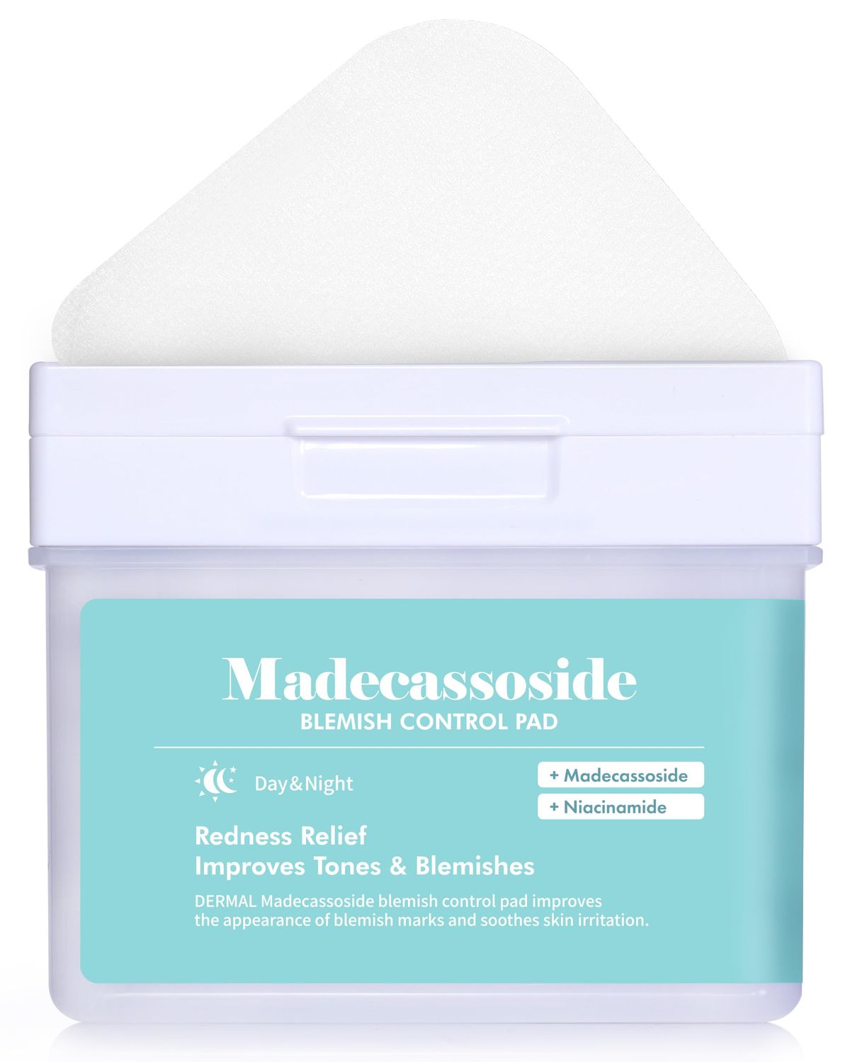 DERMAL Madecassoside Blemish Control Pad - Korean Toner Pad for Blemish &amp; Tone Improvement with Centella Asiatica - Vegan Gauze Tencel Square Pads - High Capacity, 120 Sheets