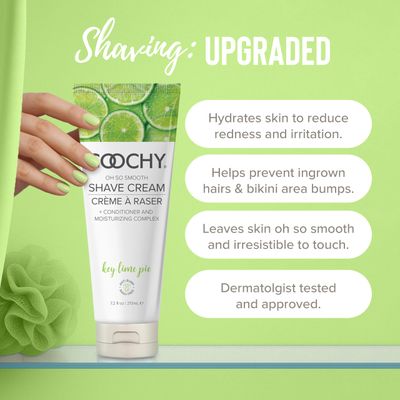 Coochy Intimate Shaving Cream Shave Conditioner &amp; Moisturizer for Face &amp; Body Ideal for Sensitive Skin Care, Anti-Bump Key Lime Pie, 3.4 oz