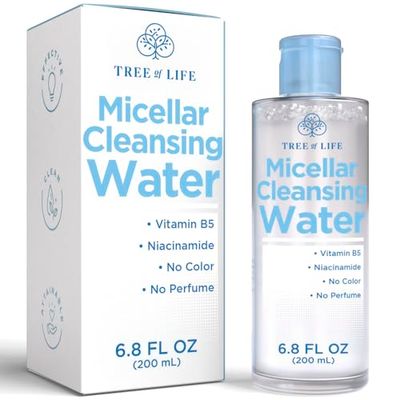 Tree of Life Beauty Micellar Cleansing Water 6.8fl oz - Micellar Water Makeup Remover with Niacinamide, Vitamin B5, Glycerin - Eye Makeup Remover Liquid, No Rinse Needed