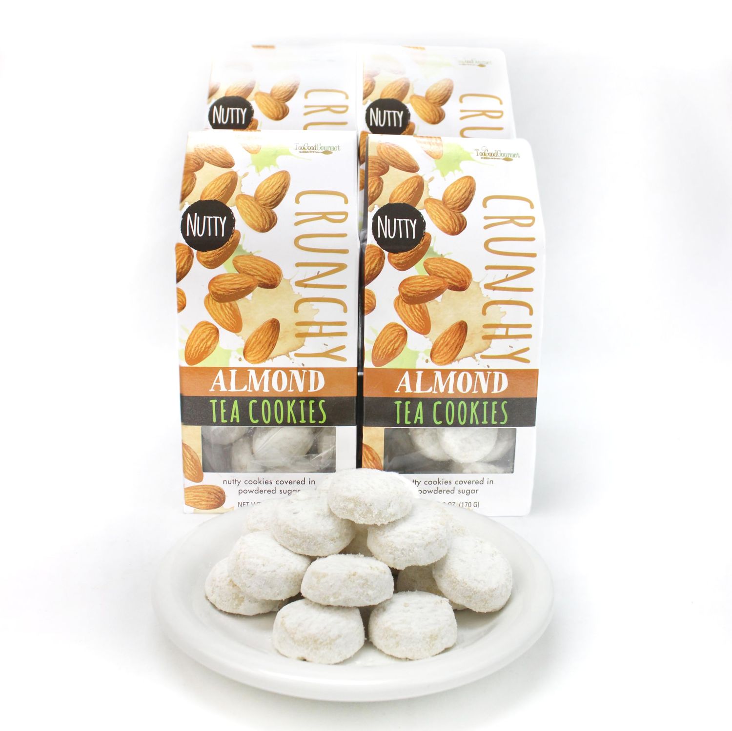 Too Good Gourmet 6 Pack of Almond Tea Cookies Soft Baked to Perfection Powder Sugar Topping Great Gift