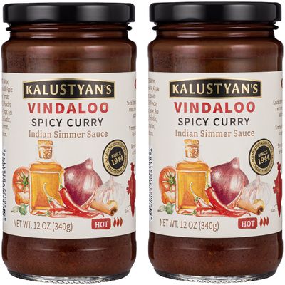 Kalustyan&#39;s Vindaloo Spicy Curry Sauce, Indian Simmer Sauce, From New York City&#39;s Favorite Spice Destination, Hot Curry with Notes of Red Chili, Sweet Red Onions - Gluten-Free, Vegan, 12oz - 2 Pack