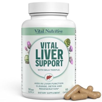 Vital Liver Support New Formula Liver Supplement and Liver Vitamin - 9-in-1 Liver Health Formula,Cleanse &amp; Repair Formula with Organic Milk Thistle Supports Liver Health Cleanse