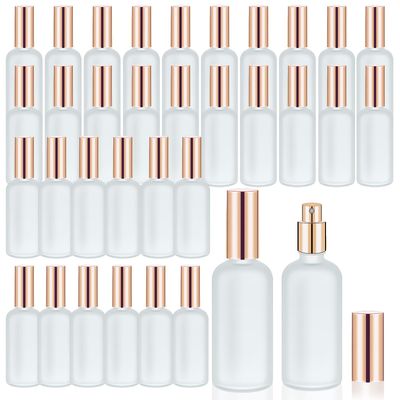 Olutacot 32 Pcs Glass Spray Bottle - Empty Frosted Reusable Perfume Bottle Cosmetic Container With Fine Mist Sprayer Pump for Travel Face Body Sprays Rose Gold